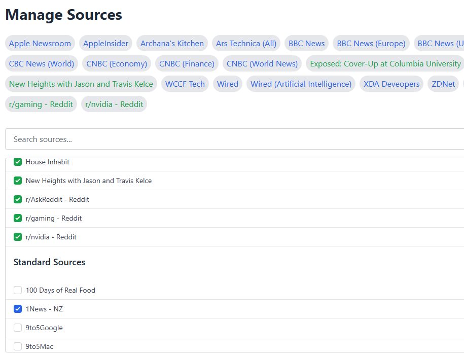 Customize Your Sources